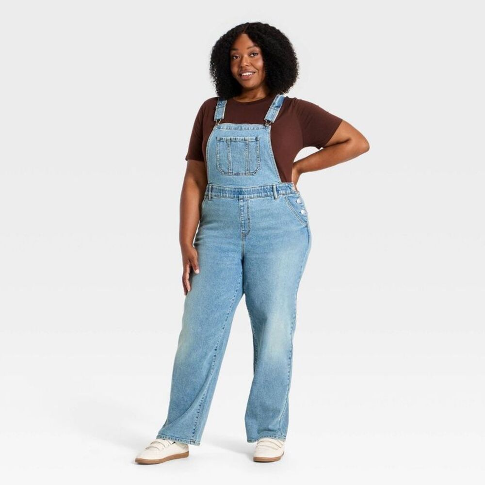 Women's Plus Denim Overalls - Ava & Viv Light Wash 20